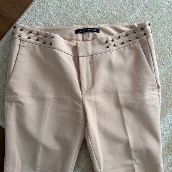 Zara Beige Studded Ankle Jeans - Picture 2 of 5